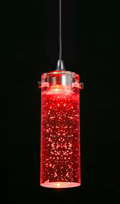 7.5" Height Glass and Metal Led Pendant With Brushed Steel Cord - Red