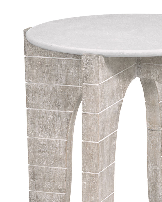 Bali - Round End Table - White Wash / Faux Plaster