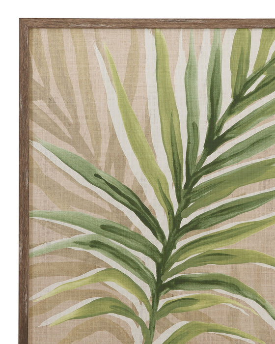Burlap Palm Frond I Framed Print - Light Brown / Green