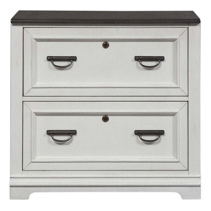 Allyson Park - Bunching Lateral File Cabinet - Wirebrushed White / Charcoal