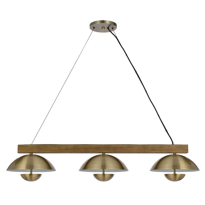 Lakeland - 8.75" Height Metal / Woodisland Chandelier - Antique Brass / Wood