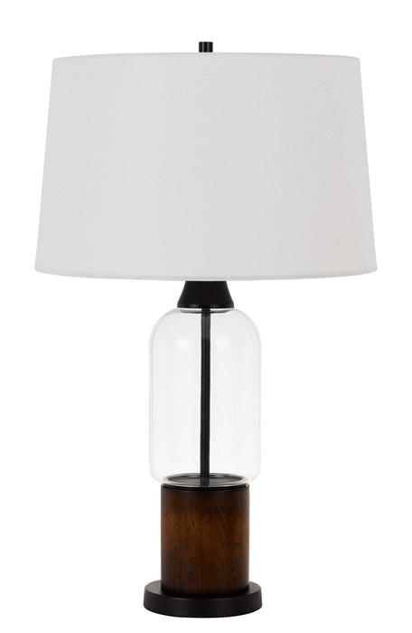 Bron - 30" Height Glass and Pinewood Table Lamp - Wood