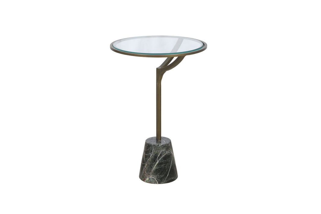 Gianna - Accent Table - Antique Brass / Green Marble