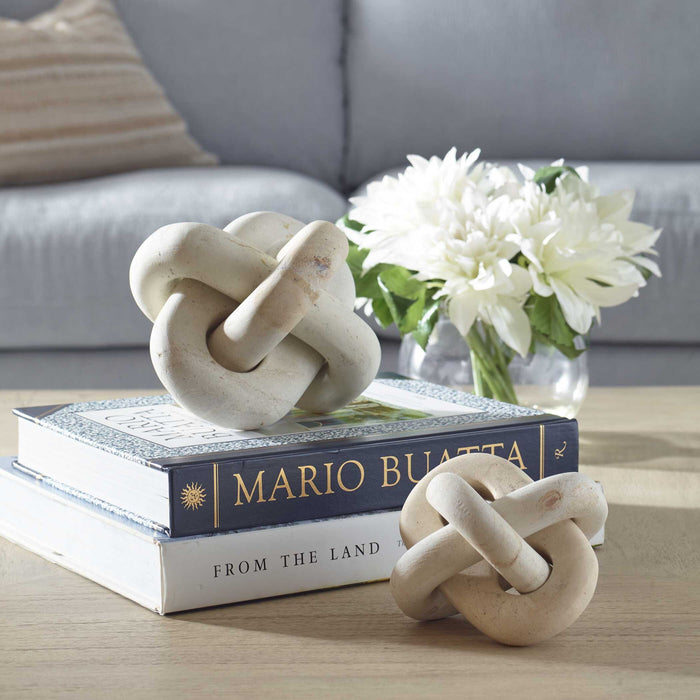 Limestone - Link Sculptures (Set of 2) - Beige