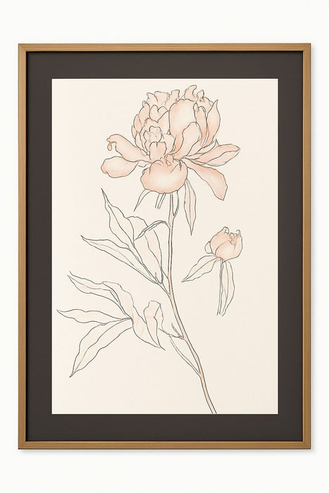 Sketchbook Blooms Blossom Framed Print - Peach / Black / Brown