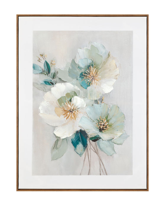 Floral Harmony I Framed Canvas - Beige