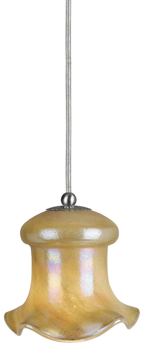 6.4" Height Glass and Metal Pendant With Brushed Steel Cord - Beige