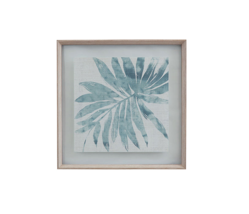 Burlap Ocean Palm IX Framed Print - Light Blue
