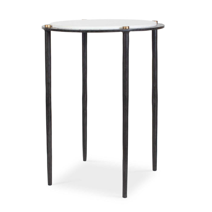 Wren - Round Marble Accent Table - Bronze / White