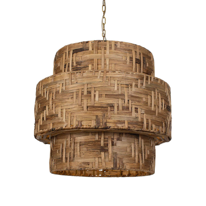 Water Hyacinth - 4 Light Woven Pendant - Light Brown