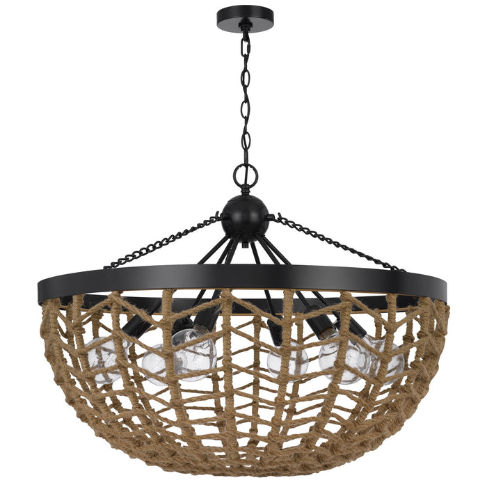 Lillington - 6 Light 24" Height Metal Pendant - Burlap / Black