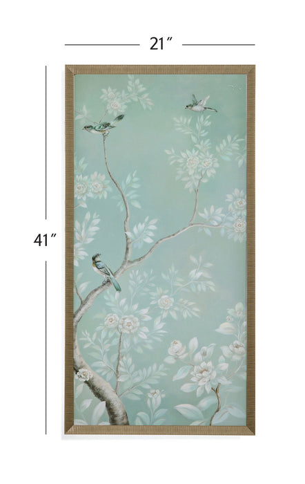 Birds And Flowers I Framed Print - Light Blue