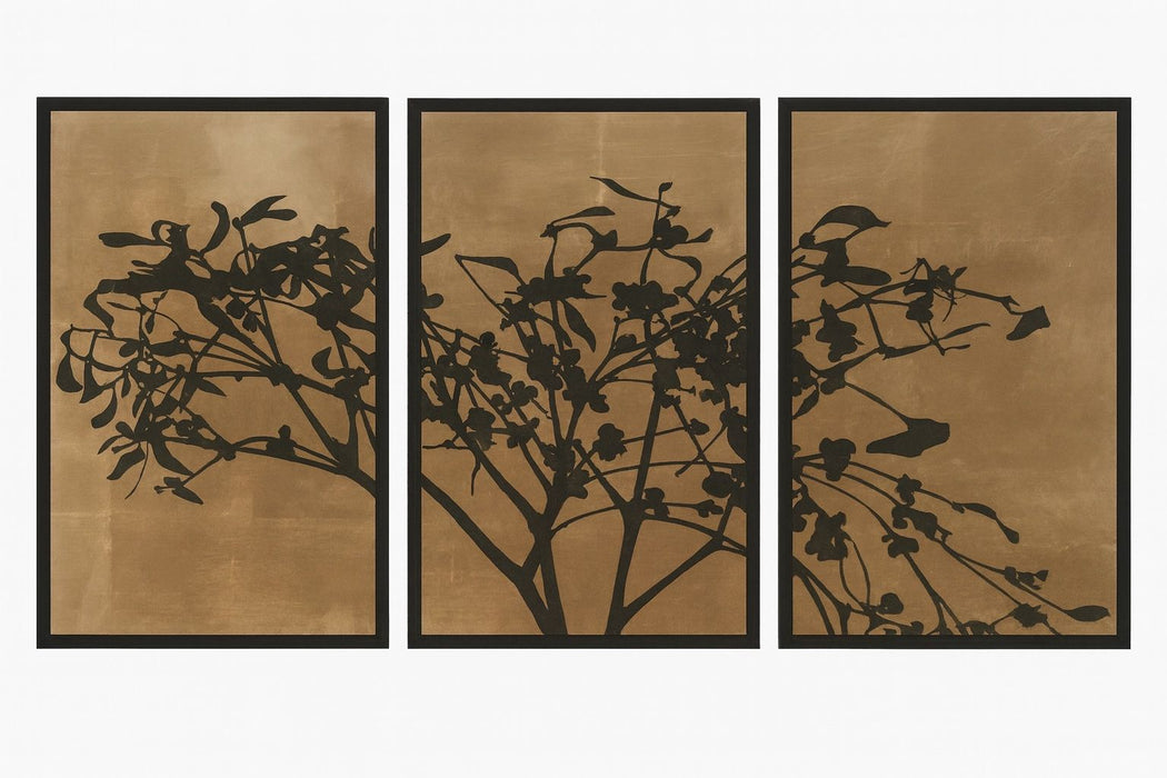 Tak Met Bloesem - Triptych Framed Print - Brown / Black