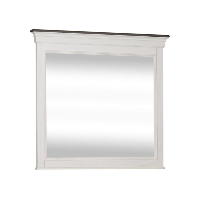 Allyson Park - Crown Mirror - Wirebrushed White / Charcoal