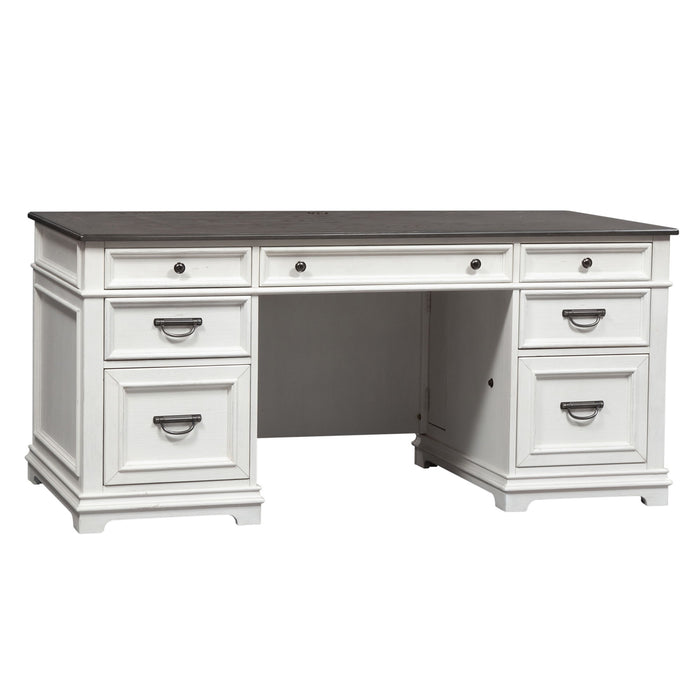 Allyson Park - Desk - Wirebrushed White / Charcoal
