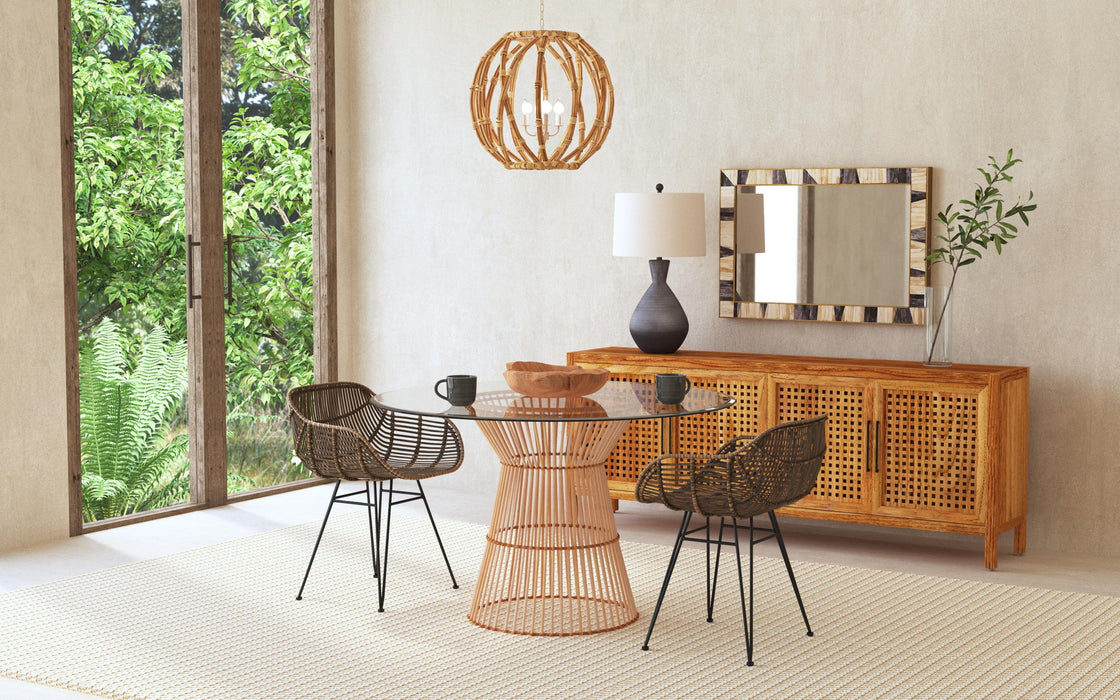 Ryanne - Arm Dining Chair (Set of 2) - Dark Rattan / Black