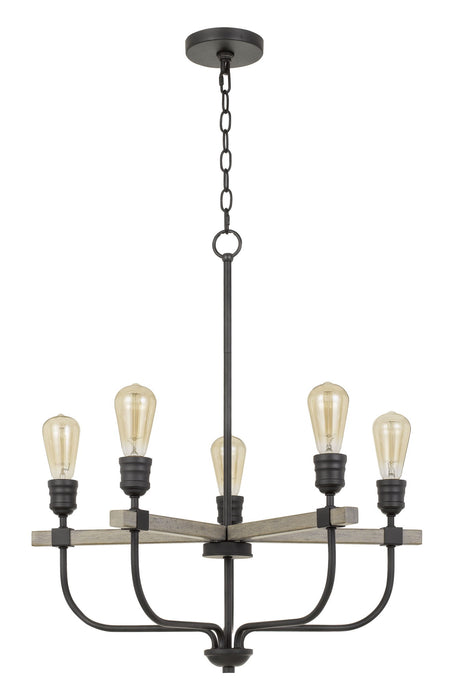 Sion - Chandelier - Natural Wood & Iron