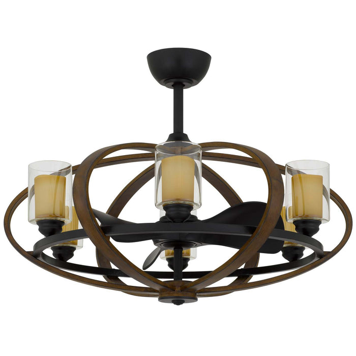 Summerville - 26.5 Metal Fandelier With Clear Glass Shade - Dark Brown / Black