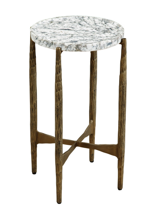 Soren - Accent Table - White / Gray / Brass