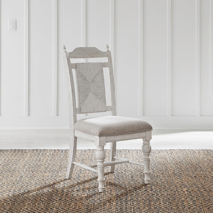 River Place - Panel Back Side Chair - Riverstone White & Tobacco
