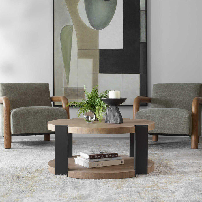 Loana - Industrial Coffee Table - Light Brown