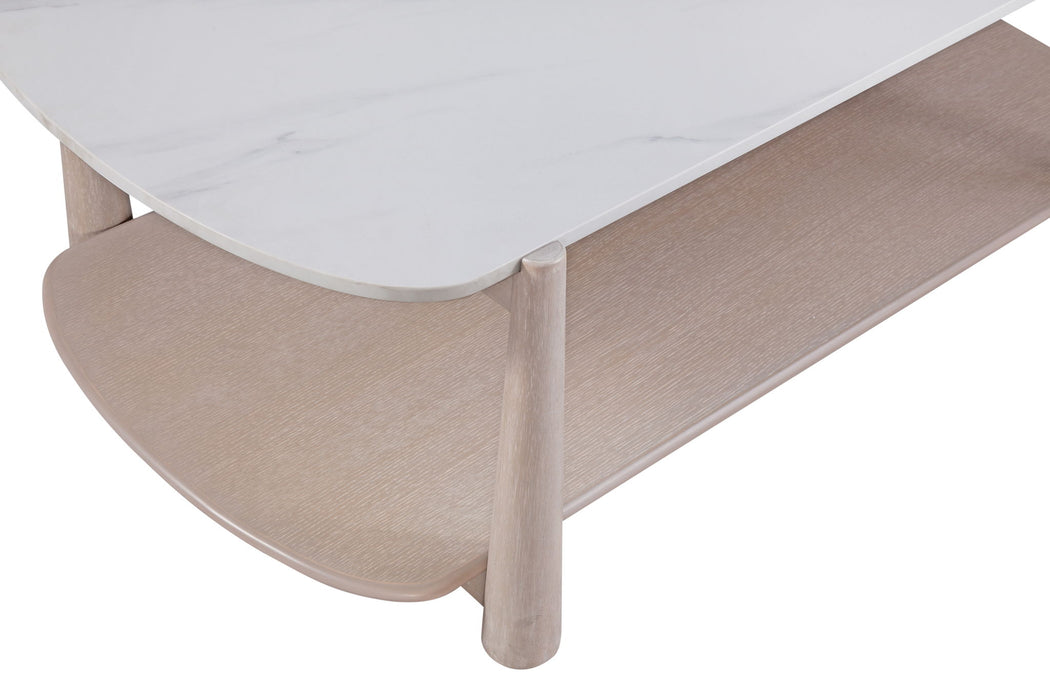 Horizons - Cocktail Table - White Oak / White Marble