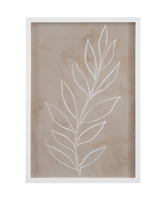 Leaf Line Art III Framed Print - Light Brown