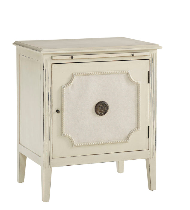 Linen & Beaded Front End Table - White