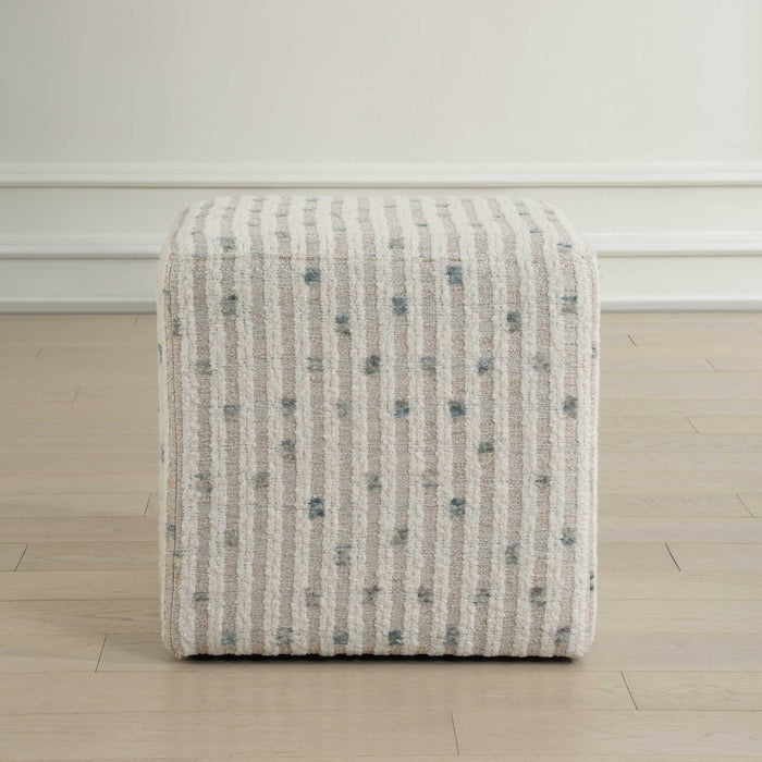 Joie - White Chenille Ottoman - White