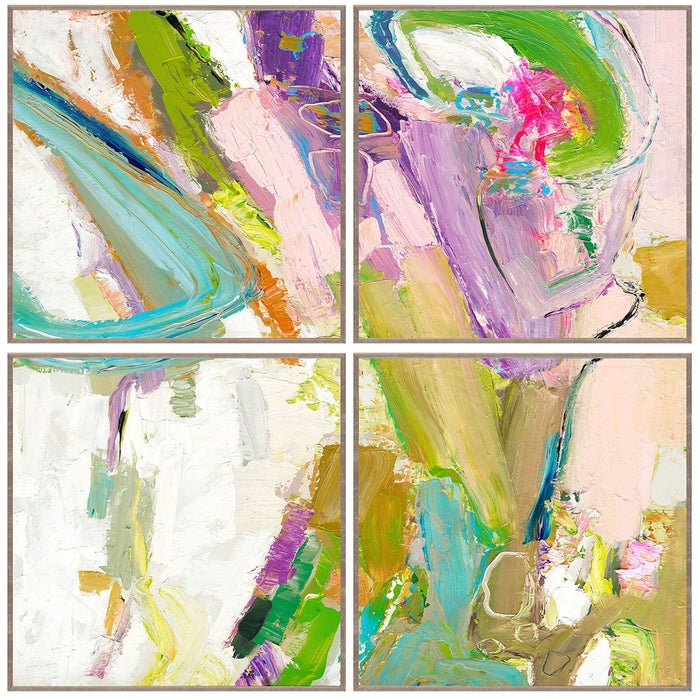 Swoosh - 48" x 48" Painting By Buddy Whitlock (Set of 4) - Champagne
