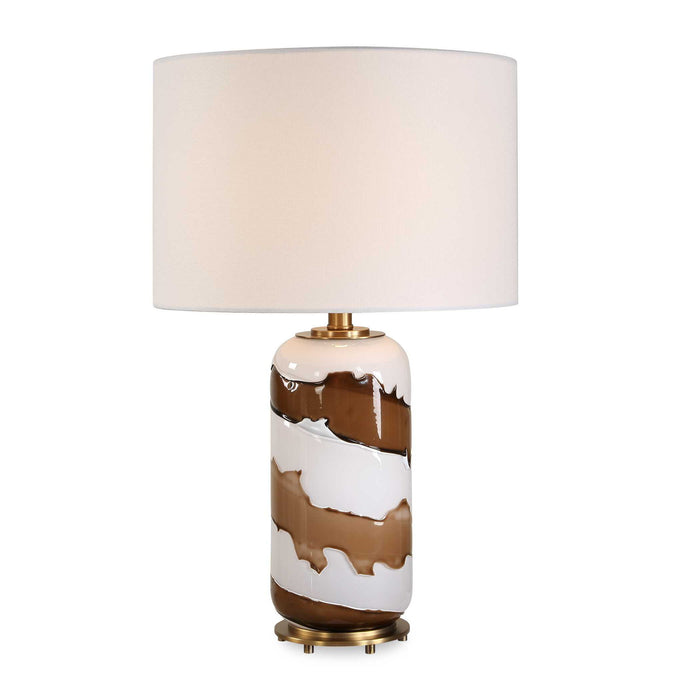 Ararat - Swirl Table Lamp - Brown / White