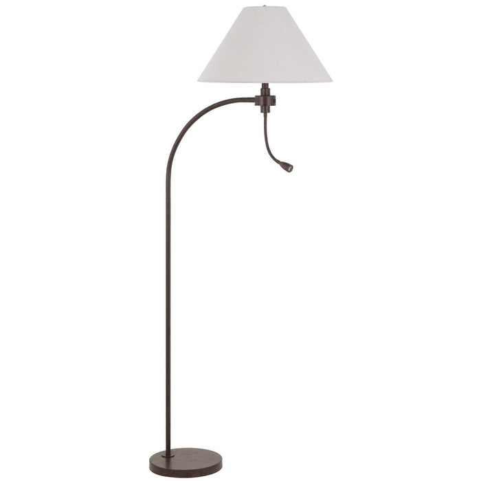 Ashland - 100W 3 Way Mini Arc Metal Floor Lamp With Gooseneck 2W LED Reading Light - Rust