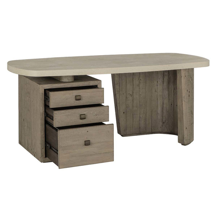 Angus - Solid Wood Desk - Antique White / Distressed Gray