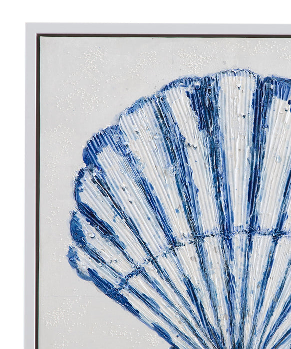 Shells Framed Canvas (Set of 4) - Blue / White