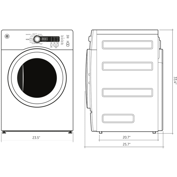 GE® 4.0 cu.ft. Capacity Electric Dryer