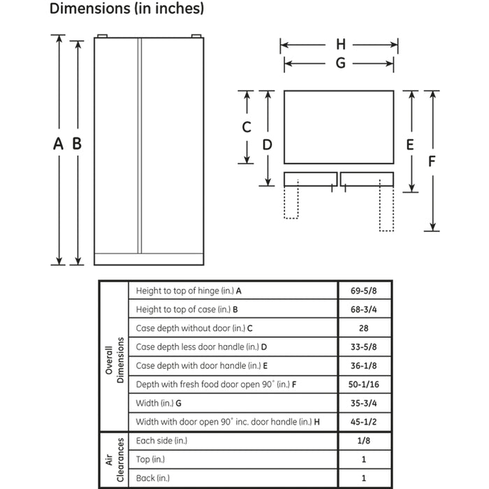 GE® 29.1 Cu. Ft. Side-by-Side Refrigerator