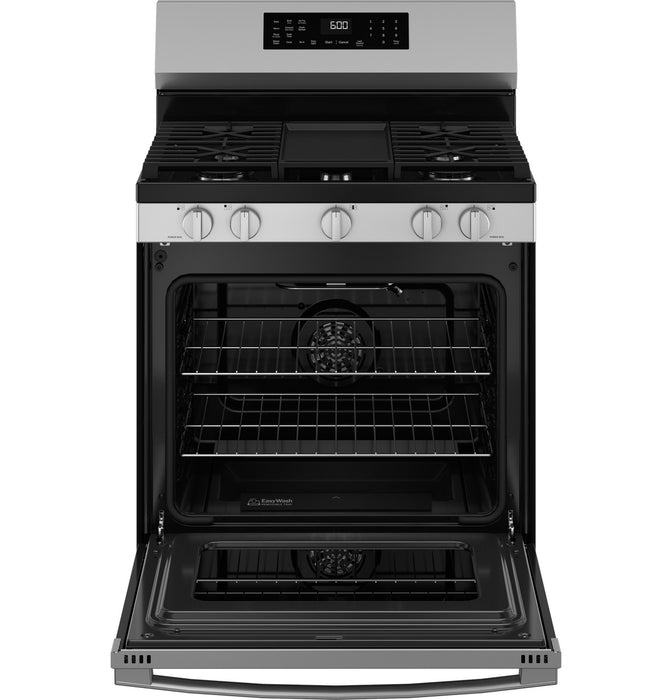 GE® 30" Free-Standing Gas Convection Range with No Preheat Air Fry and EasyWash™ Oven Tray