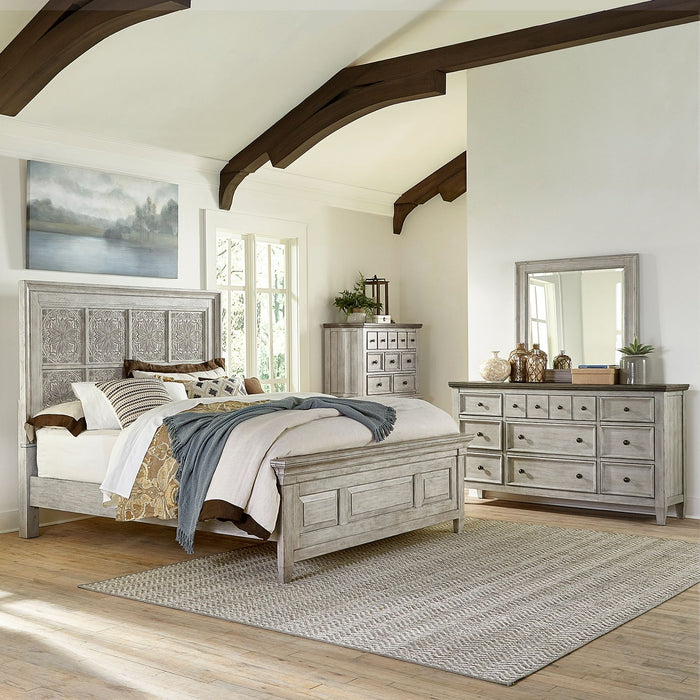 Heartland - Opt Queen Panel Bed, Dresser & Mirror, Chest