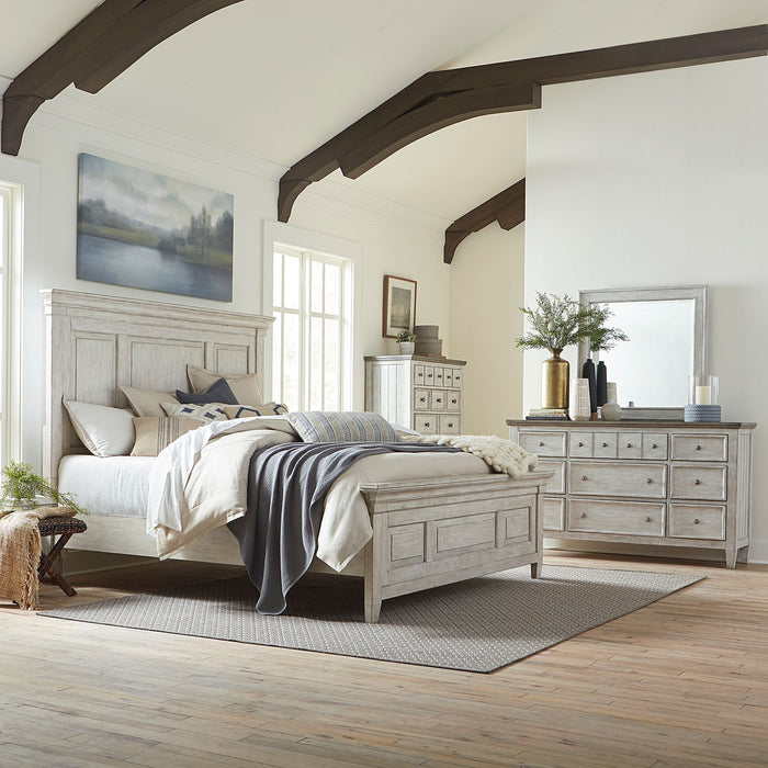 Heartland - King Panel Bed, Dresser & Mirror, Chest
