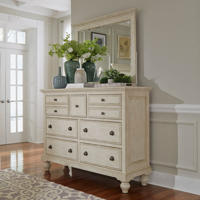 High Country - King Panel Bed, Dresser & Mirror, Chest