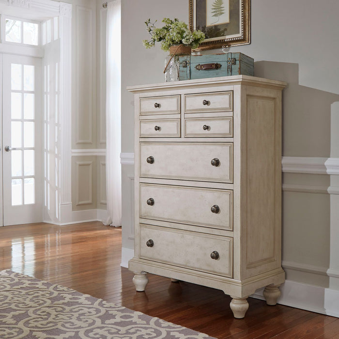 High Country - King Panel Bed, Dresser & Mirror, Chest