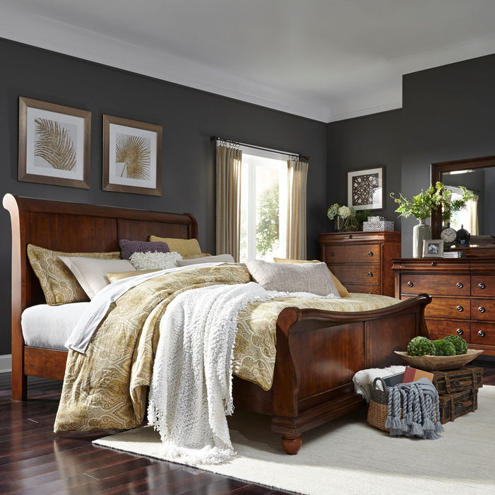 Rustic Traditions - King California Sleigh Bed, Dresser & Mirror, Chest