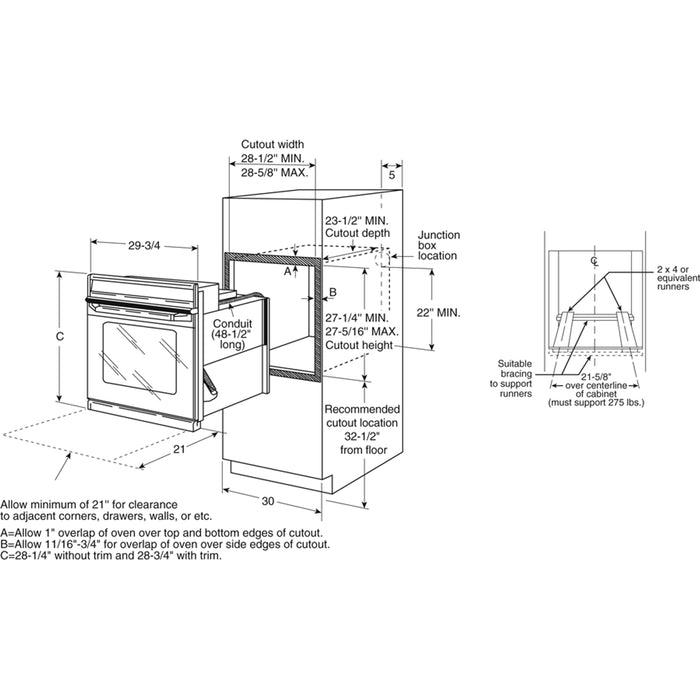 GE® 30" Built-In Single Convection Wall Oven