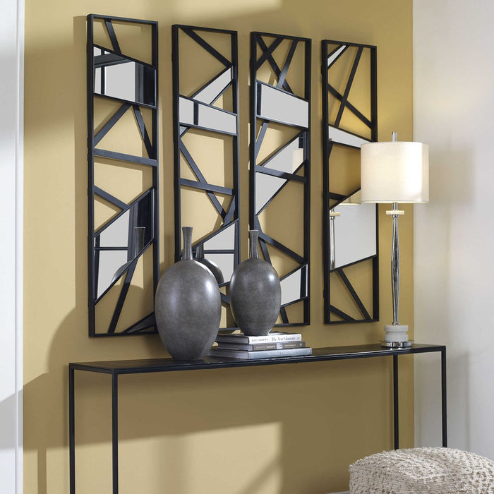 LOOKING GLASS MIRRORED WALL DECOR, S/4