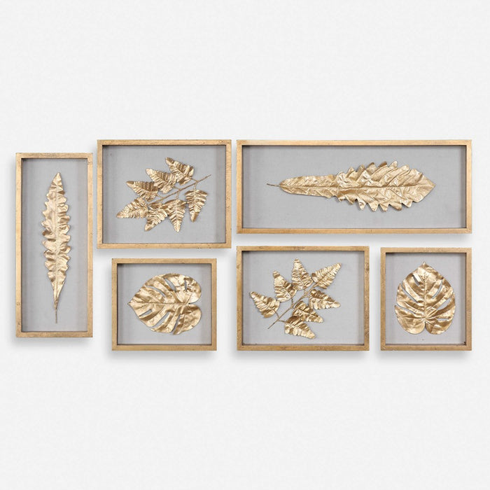 GOLDEN LEAVES SHADOW BOXES, S/6