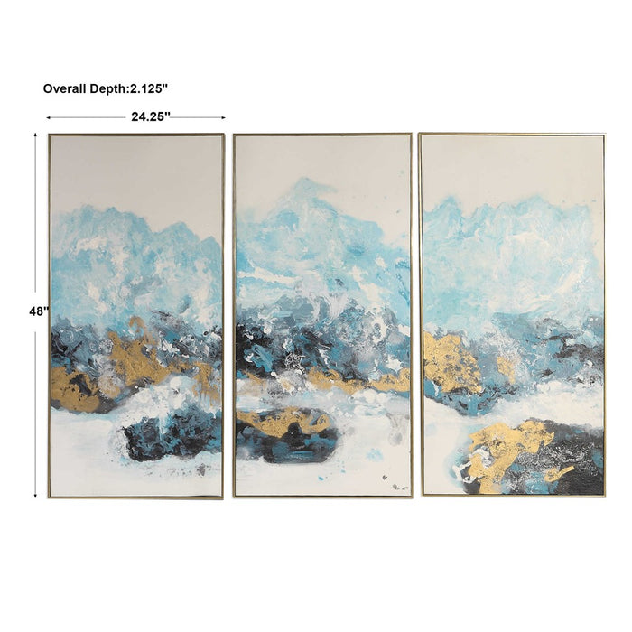 CRASHING WAVES HAND PAINTED CANVASES, S/3