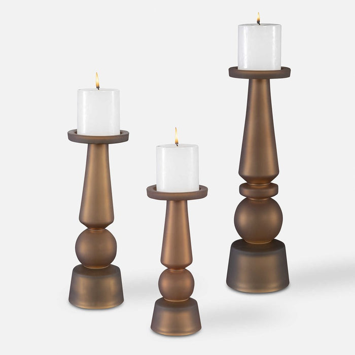 CASSIOPEIA CANDLEHOLDERS, BUTTER RUM, S/3