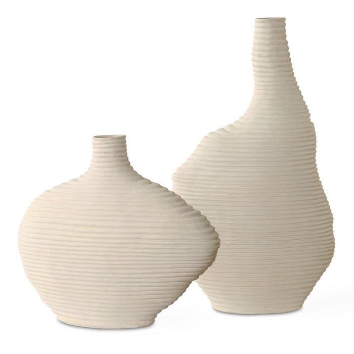 Duostacked Vases, White, S/2