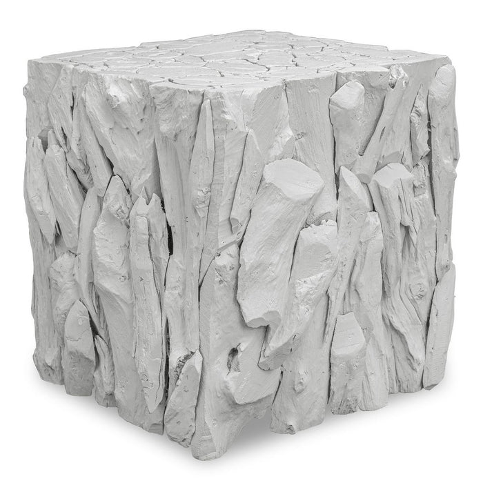 Teak Root Bunching Cube, White