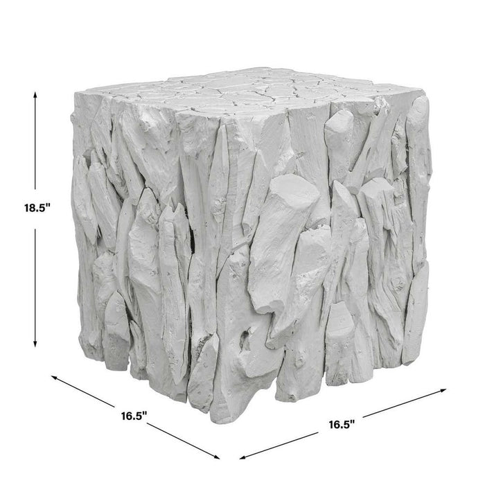 Teak Root Bunching Cube, White